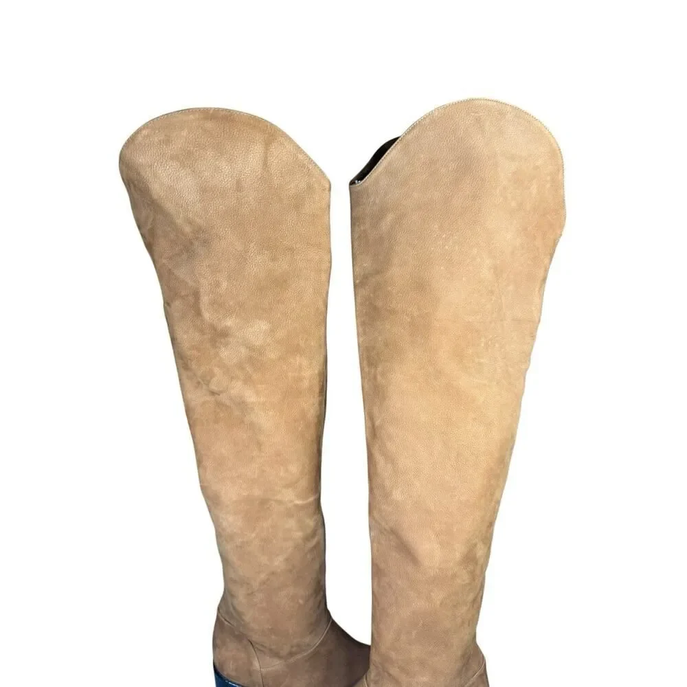 Stuart Weitzman Camel Suede OTK Pull-On Boots Sz 8.5